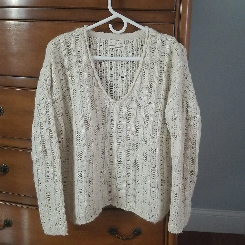 Urban Outfitters Cream Distressed Knit Sweater - Picture 2 of 8